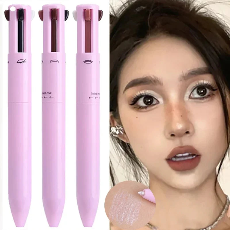 CosmePen 4 em 1 - Caneta Esferográfica Multifuncional para Maquiagem