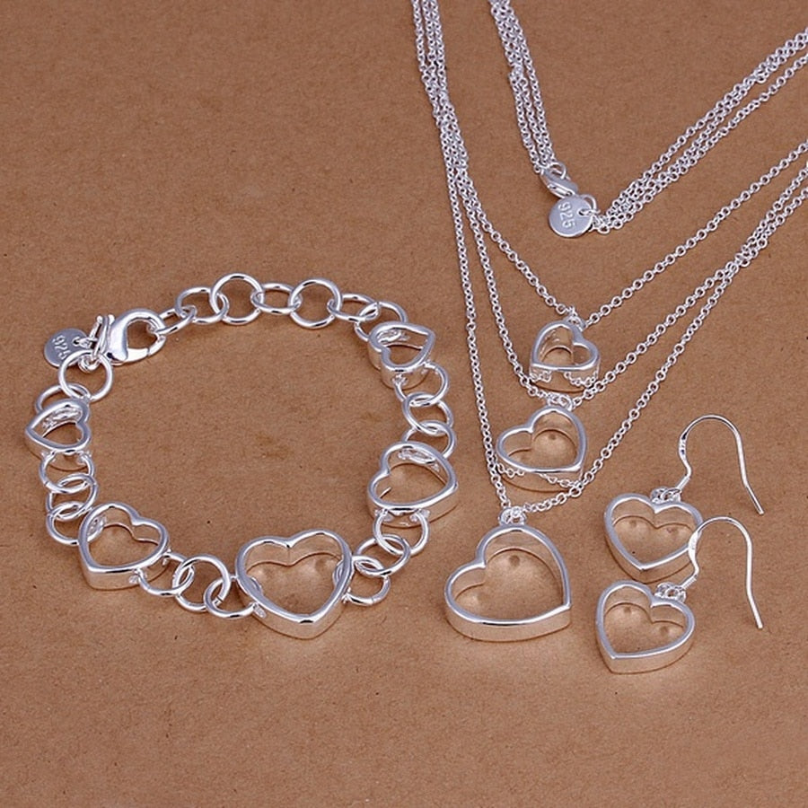 Conjunto Prata Corações