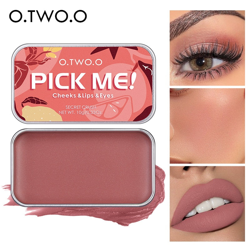 O.TWO.O Paleta Multifuntional 3 em 1 Batom, Blush e Sombra para os olhos