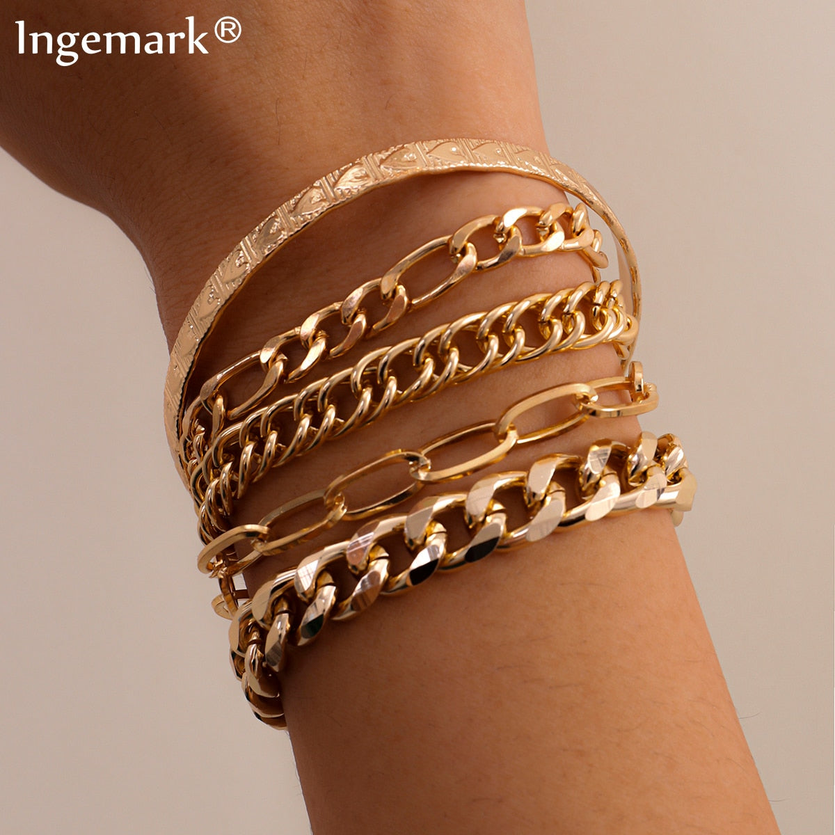 Conjunto de pulseiras de correntes 5 peças