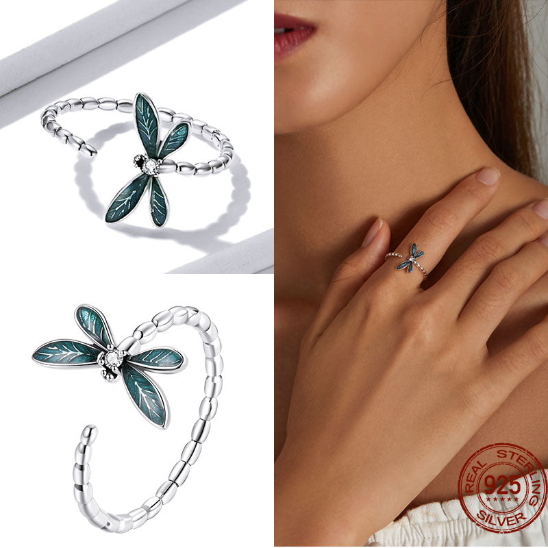Anel Ajustável Libélula em Prata 925