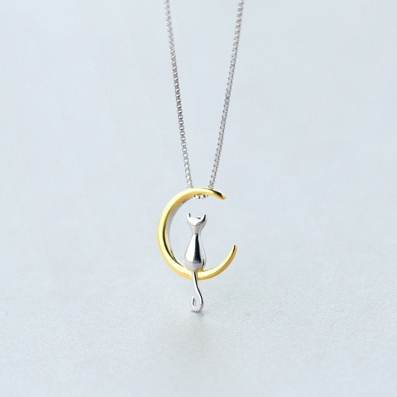 Conjunto Gato na Lua em prata 925