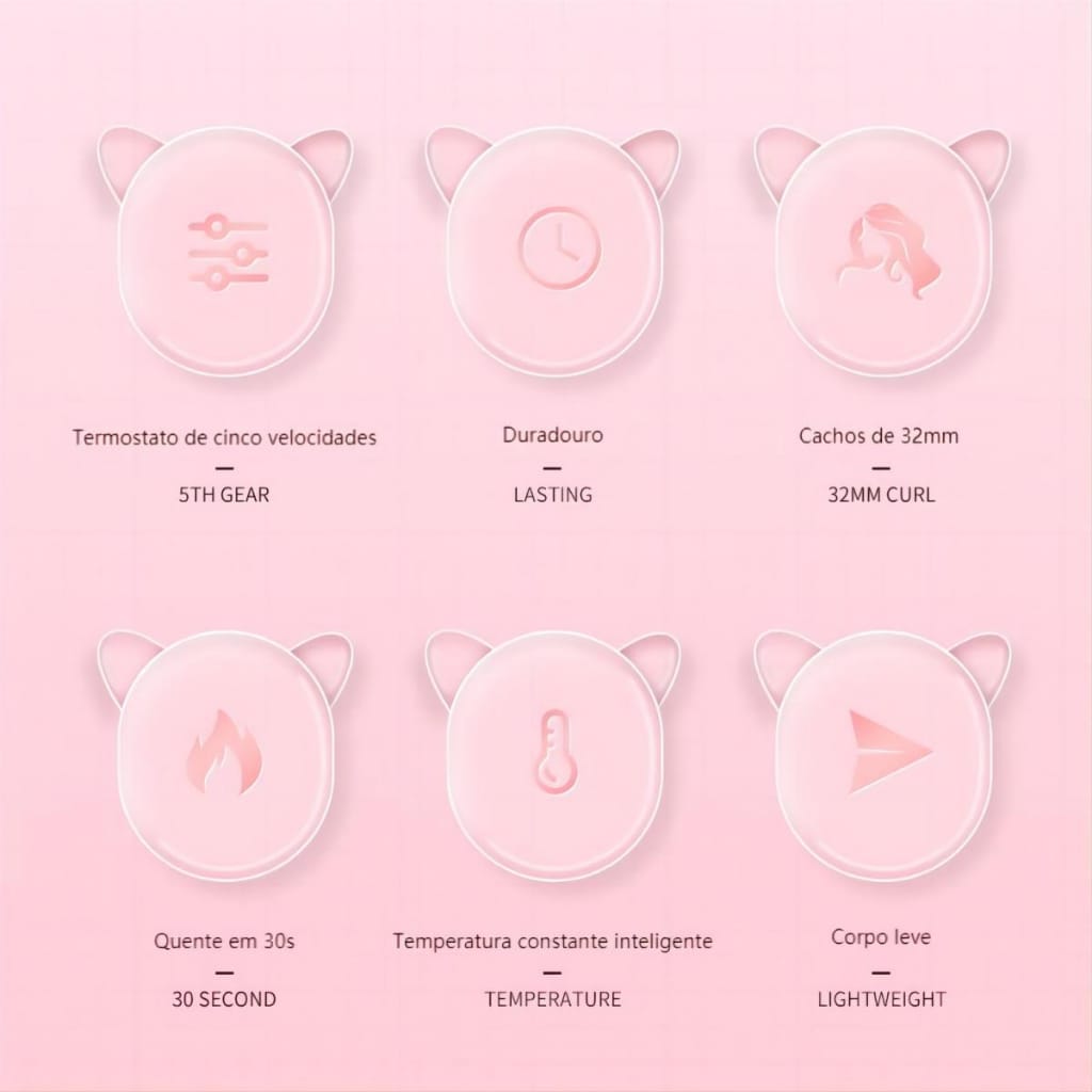 Modelador de cachos triondas com Cerâmica Profissional Duplo 32mm Bivolt