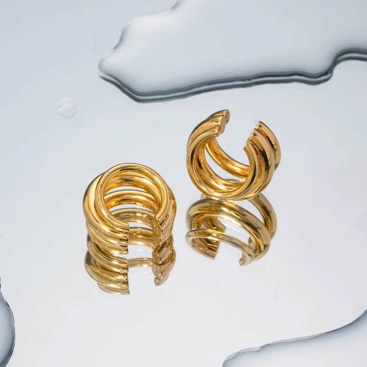 Brinco 18k Banhado a Ouro com Clipe de Ouvido Minimalista
