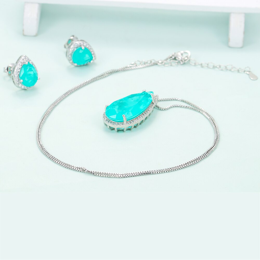 Conjunto Gota Turmalina Ródio Branco