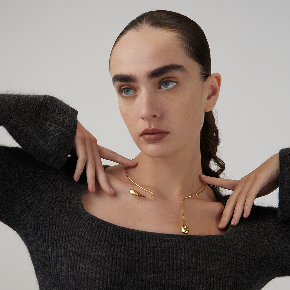 Choker Gota D'água Banhado a Ouro 18K