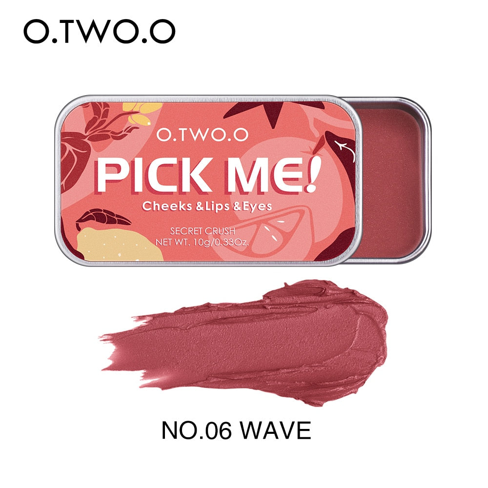 O.TWO.O Paleta Multifuntional 3 em 1 Batom, Blush e Sombra para os olhos