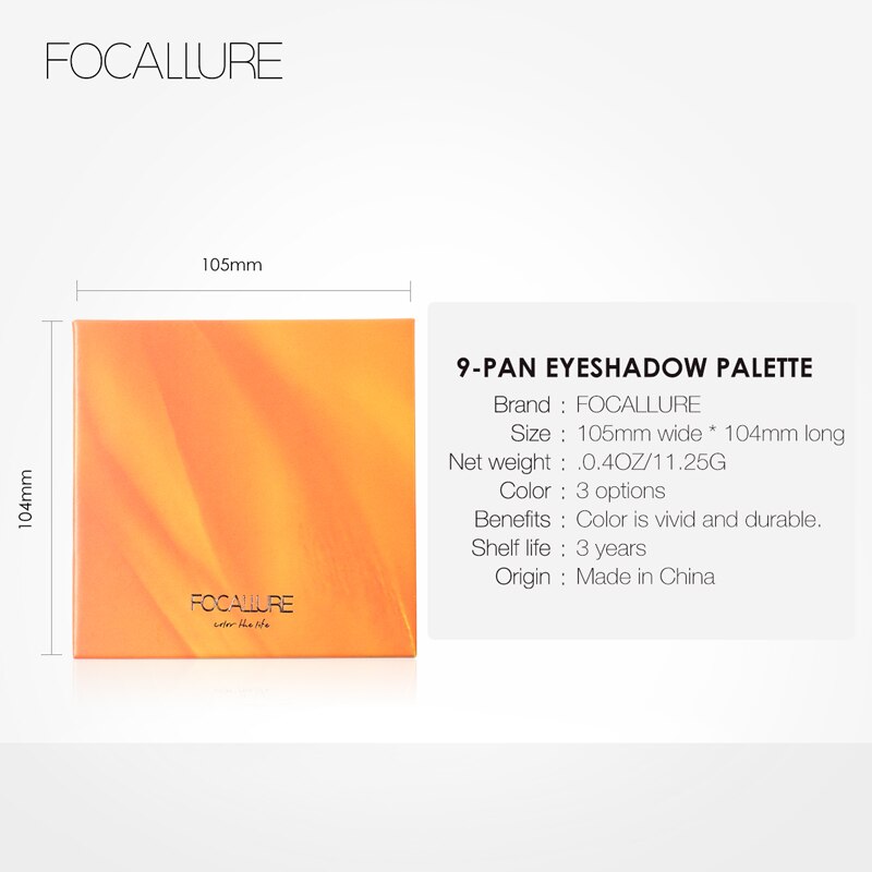 FOCALLURE Paleta de sombras Charming  9 Cores