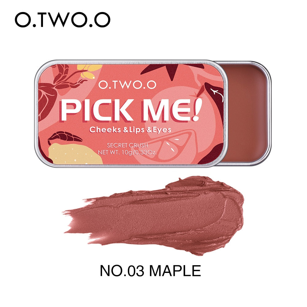 O.TWO.O Paleta Multifuntional 3 em 1 Batom, Blush e Sombra para os olhos