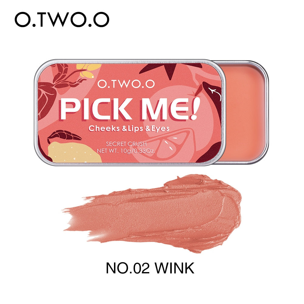O.TWO.O Paleta Multifuntional 3 em 1 Batom, Blush e Sombra para os olhos