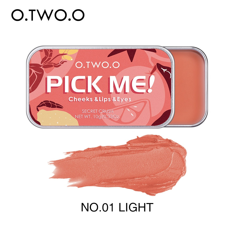 O.TWO.O Paleta Multifuntional 3 em 1 Batom, Blush e Sombra para os olhos