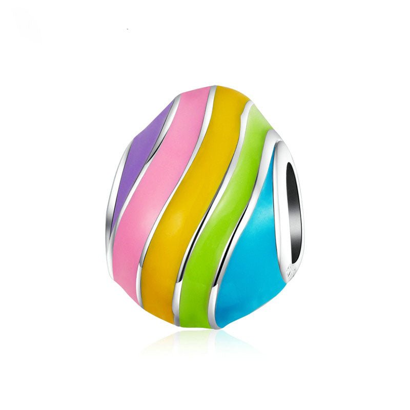 Berloque em Prata 925 - Ovo de Páscoa Rainbow