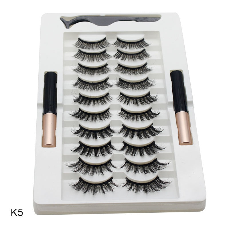 Cílios e Delineador Magnético (Kit com 10 Pares)
