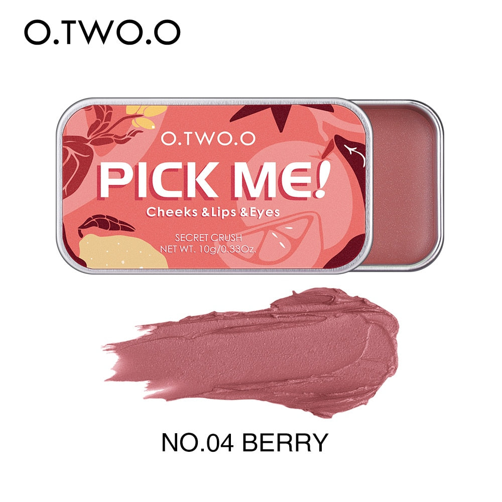 O.TWO.O Paleta Multifuntional 3 em 1 Batom, Blush e Sombra para os olhos