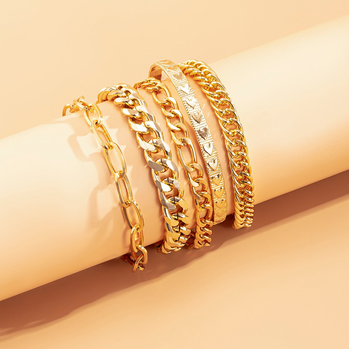 Conjunto de pulseiras de correntes 5 peças