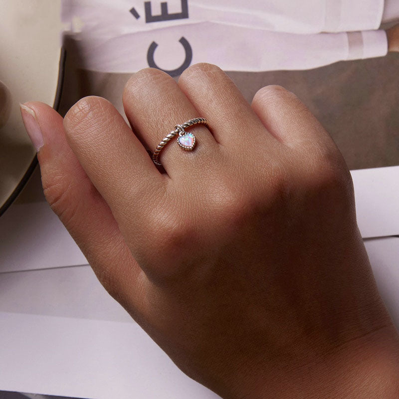 Conjunto Coração de Opala em Prata 925 (3 peças)