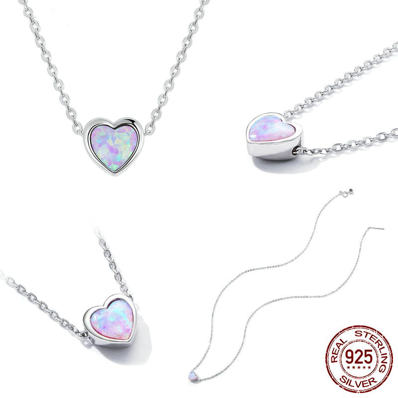 Conjunto Coração de Opala em Prata 925 (3 peças)