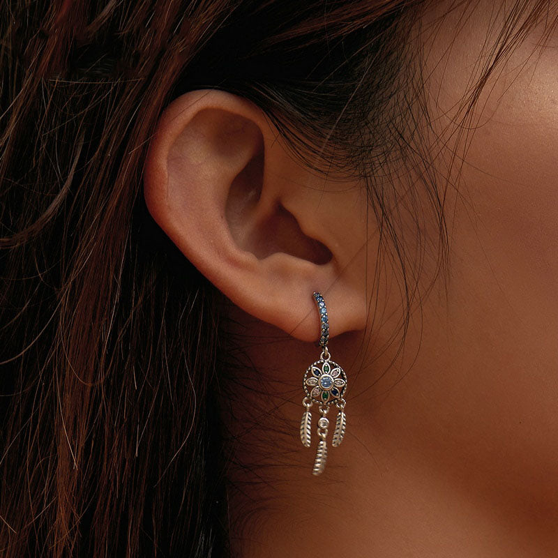 Brinco Filtro dos Sonhos em Prata 925 Cravejado com Zircônias