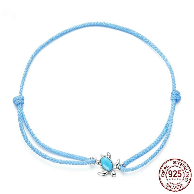 Pulseira tartaruga azul (Prata 925)